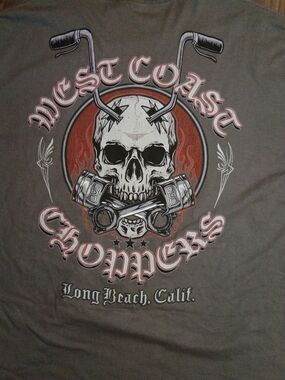 West Coast Choppers Skull Graphic Short Sleeve Tee - Gray/Red